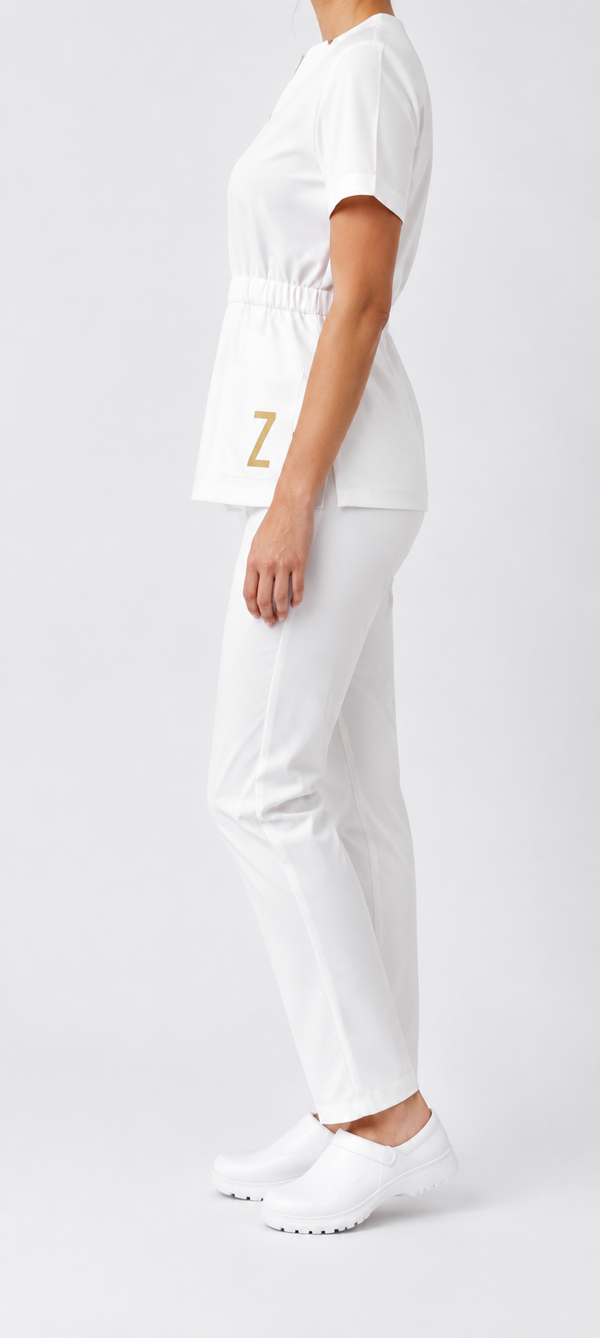 Bluză Medicală ZIBA PURE | Alb + Pantaloni Cadou