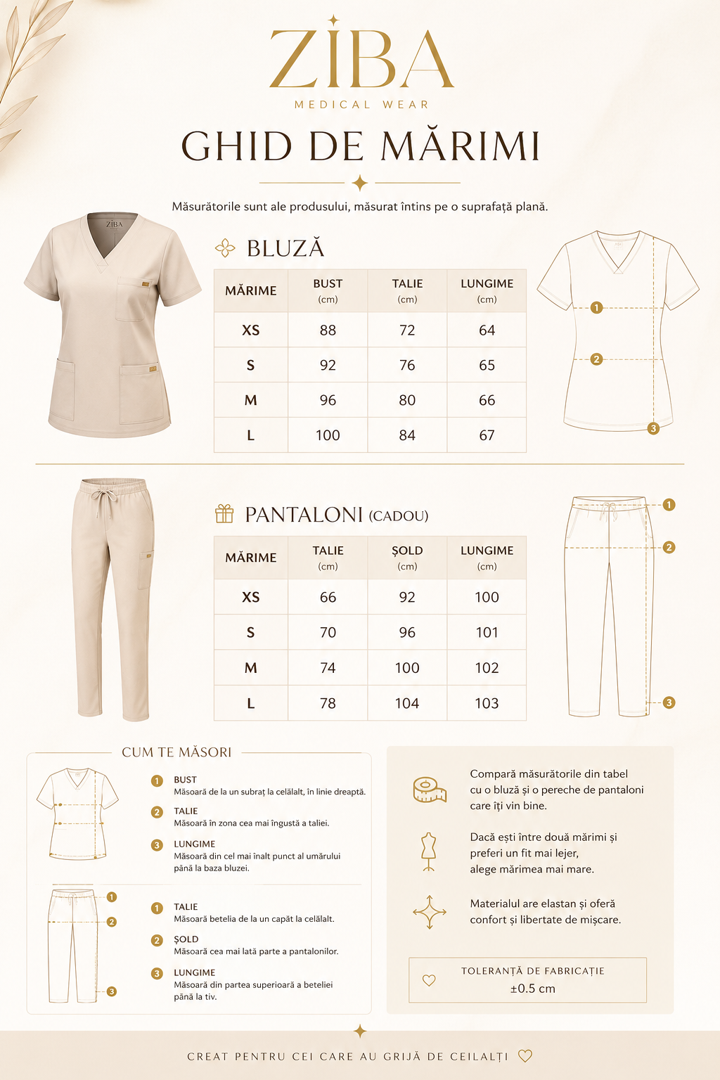 Bluză Medicală ZIBA PURE | Alb + Pantaloni Cadou